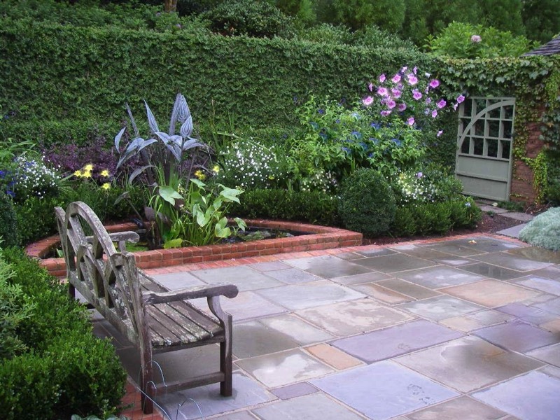 small pond with custom fountain